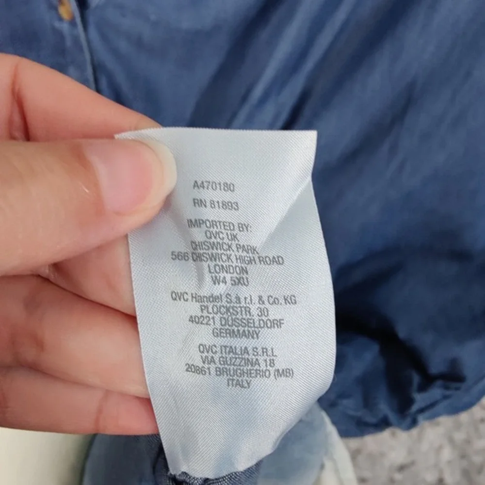 Susan Graver Lyocell Ombre Chambray Button Down Shirt Blouse Top Blue Womens 3X‎ - Picture 6 of 8